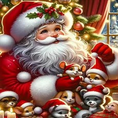 페인팅 산타클로스 선물 빨간 크리스마스 트리 자수 키트 풀 드릴 모자이크 그림, 1. 3626