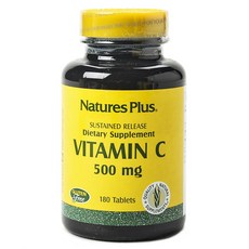 NaturesPlus 天然佳 維持釋放維他命C 500mg 無麩質錠, 180入, 1個
