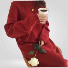 LETEO-CTB 여성 봄 가을 무지 니트 롱 심플 하객 원피스 여성롱원피스 하객원피스 와인 여성겨울원피스