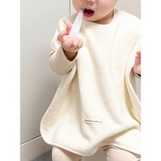 레브드 워시빕 세안턱받이 어린이집 수건 타월 자기주도 이유식 턱받이 스스로 양치 이염방지 유아용 신생아 턱받이 유아 턱받이, 1개, 1개입, 크림