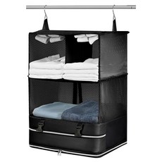 KOUJI 叩吉好物 衣服收納袋 多層分隔 透明視窗, 懸掛霧黑大號