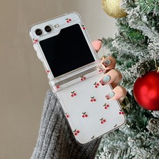 얌코 핸드폰 케이스 갤럭시 z플립3 z플립4 z플립5 z플립6 z플립7 힌지보호 휴대폰 케이스 투명 앵두