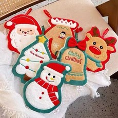 크리스마스 걸이형 손타올 속건 물 흡수 욕실 주방 손 닦기 펜던트 선물, 1개, christmas snowman