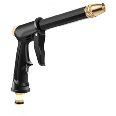 高壓洗車水槍 洗車水槍 澆花水槍 噴水槍 噴頭可調 加長槍型水槍 洗紗窗 汽車美容, 黑色, 17 厘米