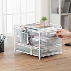 사무실 철제 책상 정리함 데스크 오거나이저 3단, 1개, 화이트
