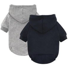 Idepet 애완견 후드 2팩 포켓 포함 작은 반려동물을 위한 강아지 의상 치와와 옷 따뜻한 코트 재킷 가을 스웨트셔츠 고양이 의류, 블랙+그레이
