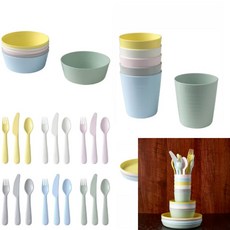 이케아 칼라스 식기 그릇 접시 컵 포크 숟가락 어린이식기세트 그릇세트식기세트, 그릇6개, 1개