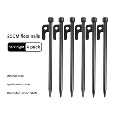 [캠핑파라솔웨건] 6pcs 확장 야외 캠핑 손톱 캐노피 텐트 액세서리 고정 강철 지상 해변, [01] heisechang20pcs