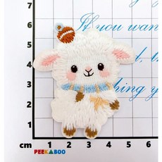 皮卡布 小綿羊 刺繡布貼, 1個, 2號,513L超黏貼紙(可直接貼包包、帽子)