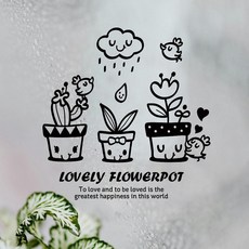 많이많이사랑해 창문 포인트 그래픽스티커 벽지 블랙 48758ea 1(pc)