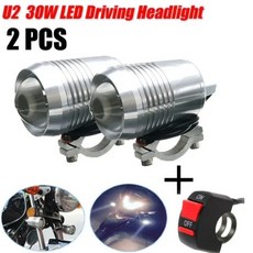 오토바이 LED 안개등 방수 금속 헤드라이트 스위치 포함 하이 로우 빔 U2 30W 2 개, 01 빠른  Mainland