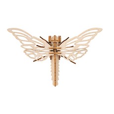 3D立體木質動物系列拼圖 兒童益智早教DIY拼裝玩具, 蜻蜓, 1個