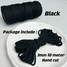 3mm 11 야드 35 색상 옵션 Macrame 코드 코튼 로프 4 플라이 트위스트 Macrame 스레드 Macrame 용품 DIY 공, 01 3mm 10Meters, 25 Black