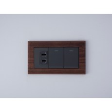 Panasonic國際牌Risna磁吸式黑胡桃木框開關插座面板蓋板【快速出貨】, 1個, 螢光2開1插（灰