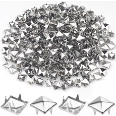의류용 10mm 스터드 500개 펑크 록 의류 가죽 공예 DIY 재킷 가방 벨트 및 개 목걸이용 금속 4턱 사각 스파이크 500개실버