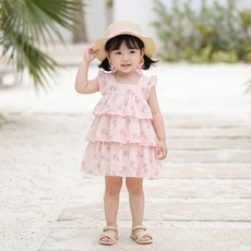 몽실이 러블리 캉캉 나시원피스 모자세트 여아 아동 나들이룩 바캉스룩 휴가룩 여행룩 여름 민소매 드레스