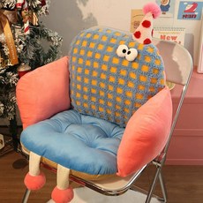 귀여운 캐릭터 의자 방석 일체형 등받이 쿠션 사무실 학생용, 45*40cm, 블루, 1