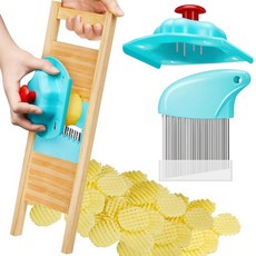 3개 와플 프라이 커터 세트 감자용 스테인리스 주방 식품 초퍼 슬라이서 나이프 커버 채소 포함 프렌치 가정용 피클 보호 안전을 스틸 메이커 웨이브 크링클 당근 위한 격자