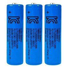 탑셀 18650 배터리 2000mAh 리튬이온 건전지 KC인증 보호회로 과전압 방지 충전지 밧데리, 1개, 3개입