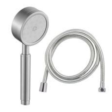 해피밍스 무광스테인리스 수압상승 모던 샤워기헤드 + 1.5m 호스 세트, 1세트
