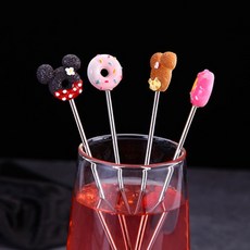 스푼 샹그리아 도넛 홈카페 머들러 땡땡이 머들링 롱, 9도넛머들러-블랙블루, 1개