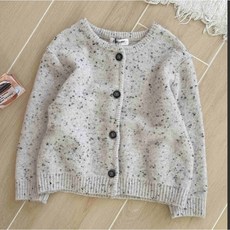 2025娜娜秋冬大童點彩灰開衫毛衣，柔軟舒適，時尚百搭，兒童針織外套