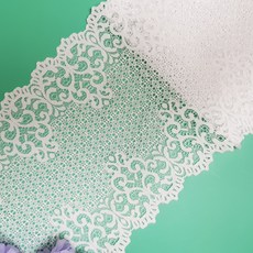 dklace 스판레이스모음 / 레이스 8-73172 폭 17cm 자가드, White, 1개