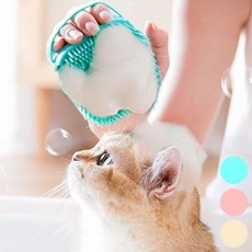 샴푸투입 실리콘 강아지 고양이 샤워브러쉬 강아지목욕솔, 1개, 01샴푸브러쉬-블루