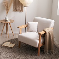 위드홈 슬로 기능성 아쿠아스웨이드 패브릭 1인용 원목 소파, 아쿠아패브릭 슬로 1인용 원목 소파 (크림베이지)