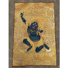 不動明王刺繡裝飾畫掛畫 布金絲線 高90x60釐米, 如圖所示, 1個