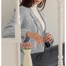 대바늘 팝콘 꽈배기 델리쥬 가디건 패키지, 그레이, 1개