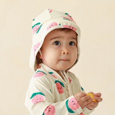 자몽 유아 아기 썬블럭 베이비 썬헷 플랩캡 여아 수영모자