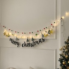 Norbei 크리스마스 가랜드 LED 크리스마스 벽장식 인테리어 장식, 1개, 타입2