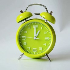 4인치 트윈 벨 시계 알람 탁상 큰 프레임 무소음 소리 발광 학생용 메탈 거실용, F. 그린