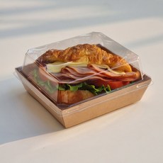 키친코디 크라프트 샌드위치 포장용기 사각 140*130*35mm, 1세트, 50개