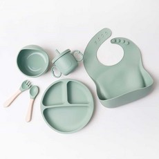 핫버튼 이유식 흡착볼 유아식식기 유아식 식판, 그린, 1개