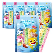 핑크퐁아기상어 스트로우타입 젤리 유아 어린이 간식, 5개, 200g, 혼합맛(복숭아/리치/망고/샤인머스캣)
