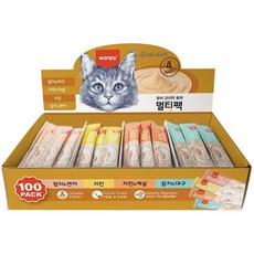 완피 크리미 퓨레 4종혼합 100P 짜먹는 고양이 간식, 100개, 14g, 혼합맛