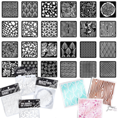 제고비 패턴 스텐실 도안 인테리어 홈데코 겸용 24종 세트 라인 배경 드로잉 다꾸 DIY 공예 꾸미기용, 1세트(24pcs)