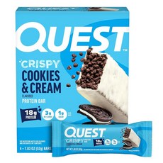퀘스트 프로틴바 크리스피 52g 4개입 1팩 - 쿠키앤크림, 퀘스트 프로틴바 크리스피 52g 4개입 1팩 - 쿠키앤