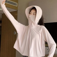 자외선 차단 UV 차단 햇빛 차단 쿨링 후드집업 외투 냉감소재, 핑크