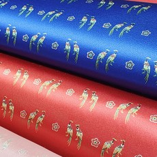 한복 원단 꿩 적의 전통무늬 옷 만들기 화섬 패브릭 양단 광택 110*270, 빨강색, 1개
