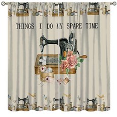 [ 736197 ] 바느질 테마 커튼 재봉틀 장미 꽃 패턴 창문 처리 침실 카페 다이닝룸 사무실 거실 주방 드레이프 홈 데코 106.7 x 114.3cm(42 45인치)