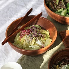 디온 우드볼 샐러드 보울 요거트 시리얼 디저트 캠핑 통원목 그릇, 1개, XXL