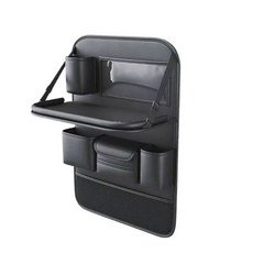 車載椅背收納帶 皮革材質, 黑色, 1個