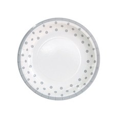 파티쇼 NEW 라인 도트 접시 6개입 생일 파티 셀프 홈파티 테이블 장식 피크닉 소품, 18cm, 실버