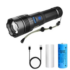 길컴퍼니 고성능 충전식 LED 후레쉬 줌 써치라이트 손전등 ZJ79, 블랙, 1개