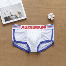 Aussiebum men boxers cotton mesh breathable fashion trendy youth under, White, M