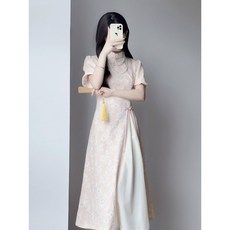 旗袍改良款連衣裙 2026春夏新款 新中式國風日常奧黛長裙 宴會禮服氣質款