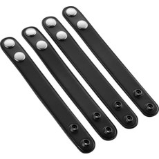 [4] 황동 스냅이 있는 5.1cm(2인치) 듀티 벨트 키퍼 5.3cm(2 1/4인치) 와이드 벨트용 (4팩) 숨겨진 이중 스냅 클로저가 있는 블랙 고광택, 블랙 가죽 크롬 스냅